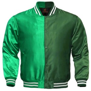 Letterman Jacket Baseball Jacket College Varsity Jacket Sports Wear Forest Green Kelly Green Satin